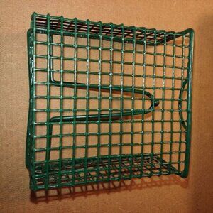 Green Metal Wire Wall-Mount Magazine & Letter Organizer Basket W/ Divided Design
